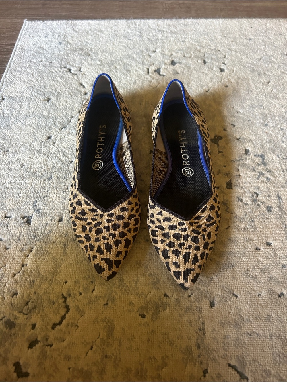 Rothy's Leopard-Print Pointed Flat in Tan and Black